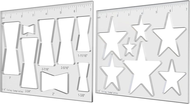 Hecfu 2 Pcs Router Templates for Woodworking, Router Jig Bowtie Template, Star Bowtie Router Template Jig Kit, Star Butterfly Inlay Template Decorative - Image 1